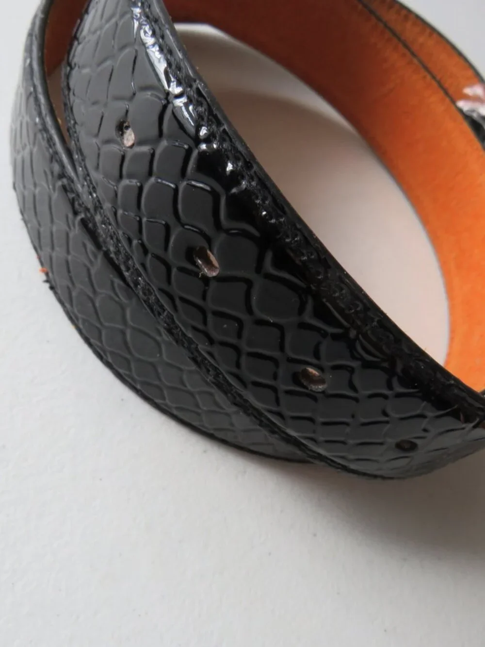 Faux Snakeskin Imitation Leather Dress Black Belt Unisex Men’s Women’s Textured